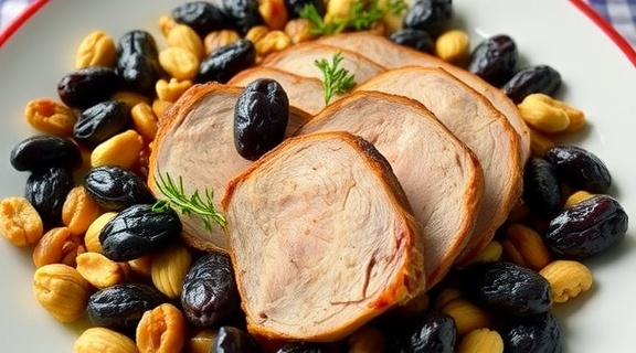 Запеченная свинина с черносливом и орехами: пошаговый рецепт.