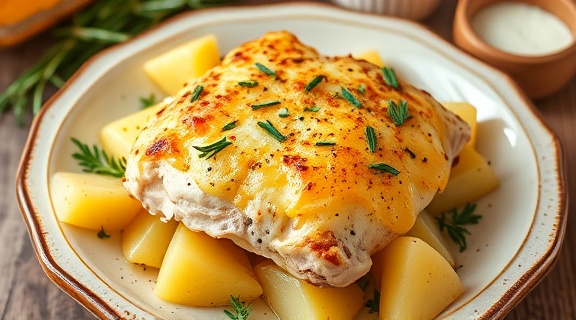 Курица с картофельным гратеном: пошаговый рецепт.