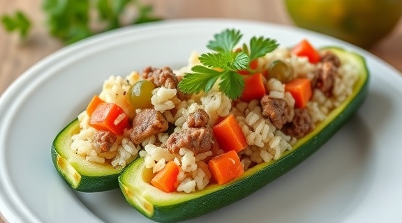Фаршированные кабачки с мясом и рисом: пошаговое руководство.