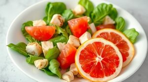 Салат с курицей и грейпфрутом: необычное сочетание для гурманов.