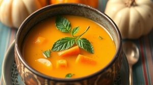 Пошаговый рецепт овощного супа с тыквой и чили.