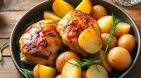 Куриные бедра с картофелем и розмарином: пошаговое руководство.