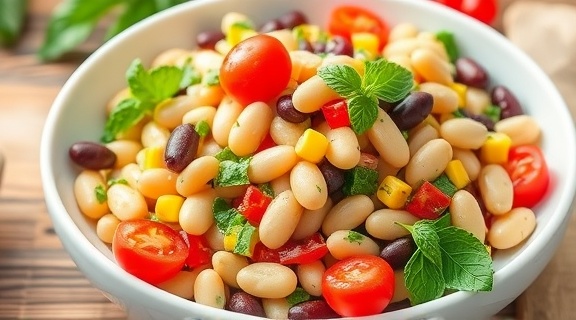 Салат с фасолью и кукурузой: легкое и питательное блюдо для лета.