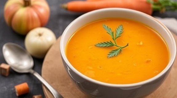 Пошаговый рецепт супа с морковью и яблоками.