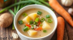 Пошаговый рецепт супа с картофелем и зеленым луком.