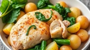 Курица с картофелем и шпинатом в духовке: пошаговое руководство.