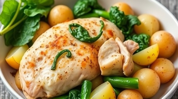 Курица с картофелем и шпинатом в духовке: пошаговое руководство.