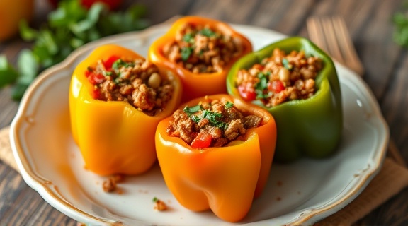 Фаршированные перцы с говядиной и фасолью: пошаговый рецепт.