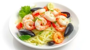 Салат с капустой и морепродуктами: как соединить свежесть и море в одной тарелке.