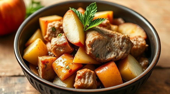 Тушеная свинина с яблоками и луком: пошаговое руководство.