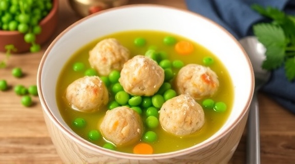 Пошаговый рецепт супа с горошком и куриными фрикадельками.