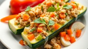 Фаршированные цукини с куриным фаршем и овощами: пошаговое руководство.