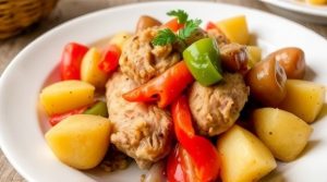 Тушеная индейка с перцем и картошкой: пошаговый рецепт.