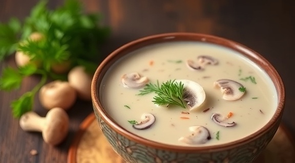 Пошаговый рецепт супа-пюре из шампиньонов с сливками.