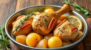 Куриные окорочка с картофелем и розмарином: пошаговое руководство.