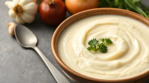 Пошаговый рецепт супа-пюре из цветной капусты с чесноком.