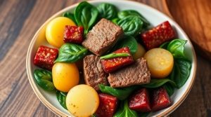 Говядина с картофелем и шпинатом: пошаговое руководство.