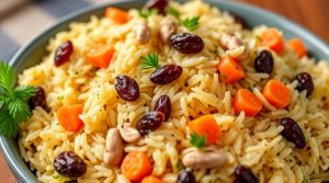 Куриный плов с изюмом и орехами: пошаговое руководство.