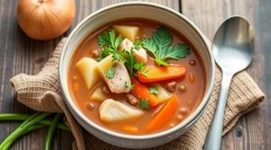 Пошаговый рецепт супа с чечевицей и куриными бедрами.
