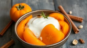 Пошаговый рецепт “Десерта с хурмой” и йогуртом.