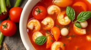 Пошаговый рецепт супа из морепродуктов с томатами.