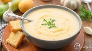 Пошаговый рецепт крем-супа из лука-порея с картофельным пюре.