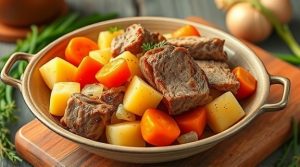 Тушеная свинина с картошкой и морковью: пошаговое руководство.