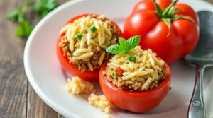 Фаршированные помидоры с мясом и рисом: пошаговый рецепт.