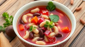 Пошаговый рецепт супа с фасолью и свеклой.