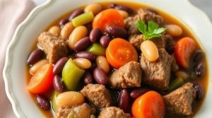 Тушеная говядина с фасолью и овощами: пошаговый рецепт.