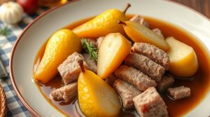 Свинина с грушами в соусе: пошаговое руководство.