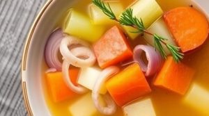 Пошаговый рецепт супа с красным картофелем и пореем.