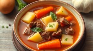 Пошаговый рецепт супа с говядиной и кореньями.