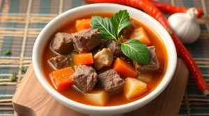 Пошаговый рецепт супа с перцем чили и говядиной.