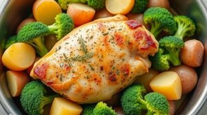 Курица с картофелем и брокколи в духовке: пошаговый рецепт.