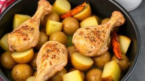 Запеченные куриные голени с картофелем и пряностями: пошаговое руководство.