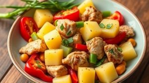 Курица с ананасами и овощами: пошаговый рецепт.