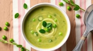 Пошаговый рецепт супа с кабачками и зелеными горошком.