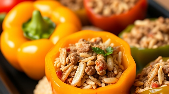 Фаршированные перцы с мясом и рисом: пошаговый рецепт.