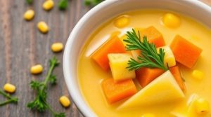 Пошаговый рецепт супа с кукурузой и картофелем.