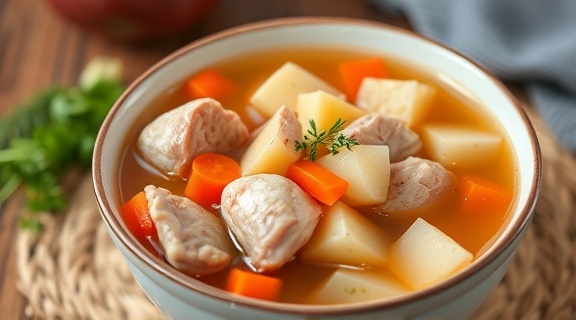 Пошаговый рецепт супа с куриными сердечками и овощами.