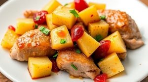 Свинина с ананасами и сладким соусом: пошаговое руководство.