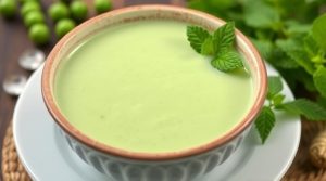 Пошаговый рецепт крем-супа из горошка с мятой.