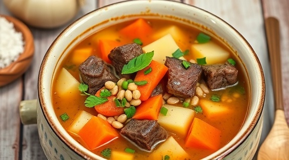 Пошаговый рецепт супа с говядиной и пшеном.