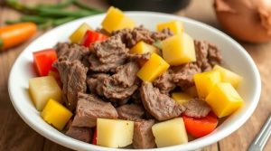 Говядина с картофелем и болгарским перцем в мультиварке: пошаговый рецепт.