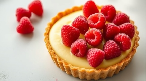 Пошаговый рецепт “Тарта с малиной” и заварным кремом.