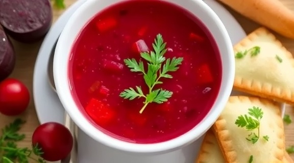 Пошаговый рецепт свекольного борща с пампушками.