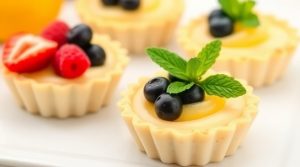 Пошаговый рецепт “Тарталеток с лимонным кремом” и ягодами.