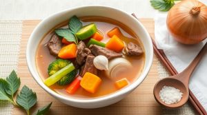 Пошаговый рецепт супа с говядиной и овощами в тайском стиле.