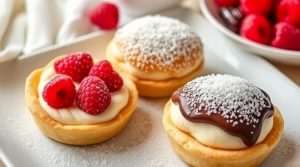 Пошаговый рецепт “Пирожных с малиновым кремом” и шоколадом.